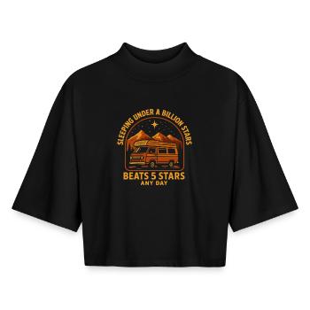 Schlafen Unter Einer Milliarde Sternen Van Camping - Boxy Frauen Recyceltes 1/2 Sleeved T-Shirt by Stanley/Stella - Schwarz - Vorne - AI Model Female 172 light (172cm)