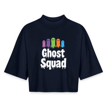 Ghost Squad - Halloween Ghost Saying - Boxy Women's Recycled 1/2 Sleeved T-Shirt by Stanley/Stella - navy - Front - AI Model Female 172 light (172cm)