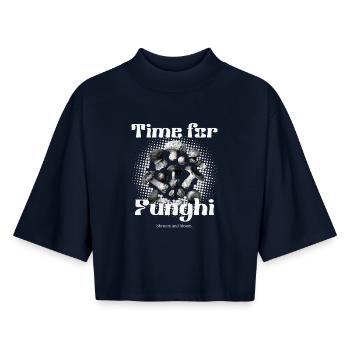 Time for Funghi - Pilze und Herbst - Boxy Frauen Recyceltes 1/2 Sleeved T-Shirt by Stanley/Stella - Navy - Vorne - AI Model Female 172 light (172cm)