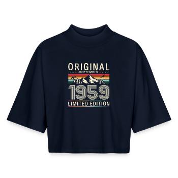 66th birthday Original September 1959 - Boxy Women's Recycled 1/2 Sleeved T-Shirt by Stanley/Stella - navy - Front - AI Model Female 172 light (172cm)