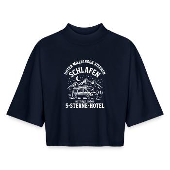 Camping unter Milliarden Sternen lustiges Camper - Boxy Frauen Recyceltes 1/2 Sleeved T-Shirt by Stanley/Stella - Navy - Vorne - AI Model Female 172 light (172cm)