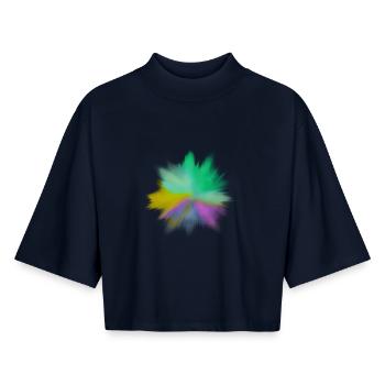 Aquarellfarben Explosion - Boxy Frauen Recyceltes 1/2 Sleeved T-Shirt by Stanley/Stella - Navy - Vorne - AI Model Female 172 light (172cm)