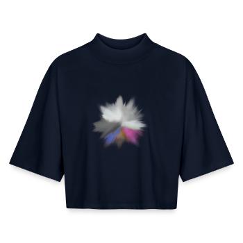 Farbexplosion Wasserfarben Design - Boxy Frauen Recyceltes 1/2 Sleeved T-Shirt by Stanley/Stella - Navy - Vorne - AI Model Female 172 light (172cm)