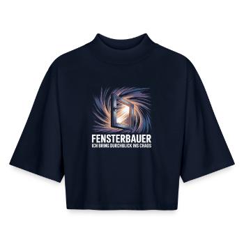 Window Maker Chaos Motif - Boxy Women's Recycled 1/2 Sleeved T-Shirt by Stanley/Stella - navy - Front - AI Model Female 172 light (172cm)