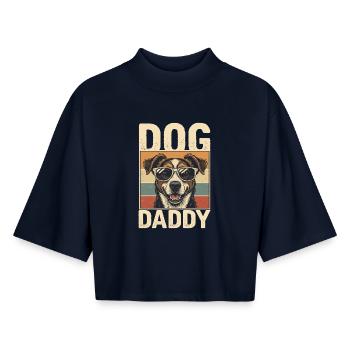 Hundenvater im Retro-Stil - Boxy Frauen Recyceltes 1/2 Sleeved T-Shirt by Stanley/Stella - Navy - Vorne - AI Model Female 172 light (172cm)