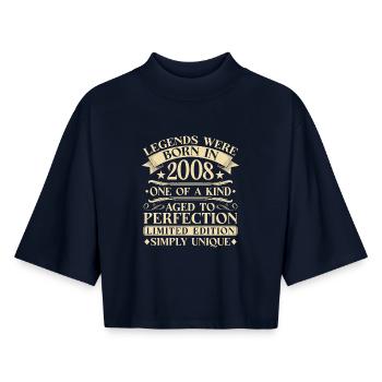 18. Geburtstag Vintage 2008 Jahrgang - Boxy Frauen Recyceltes 1/2 Sleeved T-Shirt by Stanley/Stella - Navy - Vorne - AI Model Female 172 light (172cm)