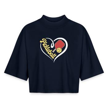 Heart Pickleball - Boxy Women's Recycled 1/2 Sleeved T-Shirt by Stanley/Stella - navy - Front - AI Model Female 172 light (172cm)