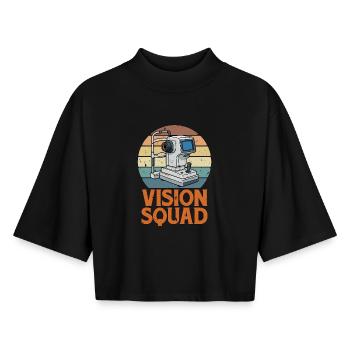 Optométriste Vision Squad Ophtalmologie Ophtalmologiste - T-shirt femme coupe boxy recyclé manches mi-longues Stanley/Stella - noir - Devant - AI Model Female 172 light (172cm)
