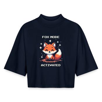 Fox Mode Enabled | Shifter - Boxy Women's Recycled 1/2 Sleeved T-Shirt by Stanley/Stella - navy - Front - AI Model Female 172 light (172cm)