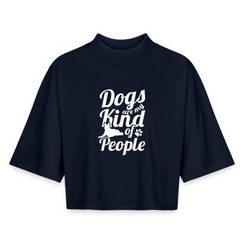Hunde sind meine Art von Menschen - Boxy Frauen Recyceltes 1/2 Sleeved T-Shirt by Stanley/Stella - Navy - Vorne - AI Model Female 172 light (172cm)