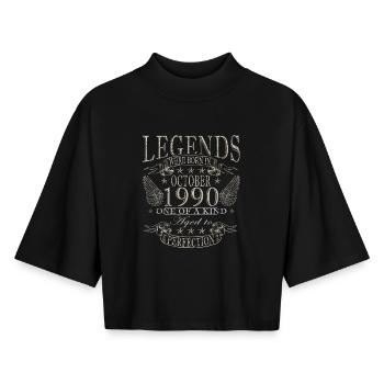 35e anniversaire Légende Octobre 1990 - T-shirt femme coupe boxy recyclé manches mi-longues Stanley/Stella - noir - Devant - AI Model Female 172 light (172cm)
