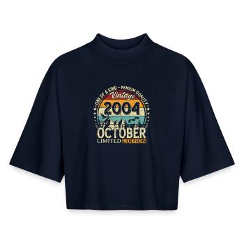 21ème Anniversaire Millésime Octobre Millésime 2004 - T-shirt femme coupe boxy recyclé manches mi-longues Stanley/Stella - marine - Devant - AI Model Female 172 light (172cm)