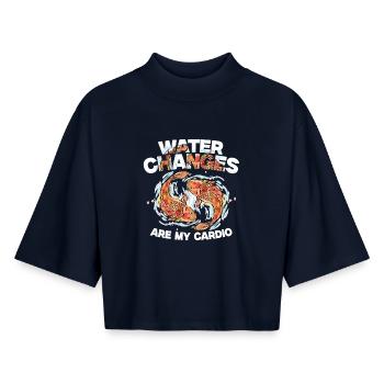 Fischzüchter Fischzucht Water Changes My Cardio - Boxy Frauen Recyceltes 1/2 Sleeved T-Shirt by Stanley/Stella - Navy - Vorne - AI Model Female 172 light (172cm)