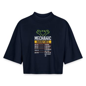 Mécanicien Taux horaire Mécanicien automobile Taux de main-d’œuvre - T-shirt femme coupe boxy recyclé manches mi-longues Stanley/Stella - marine - Devant - AI Model Female 172 light (172cm)