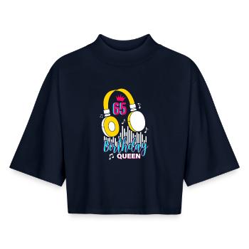 Birthday Queen 65th Birthday - Boxy Women's Recycled 1/2 Sleeved T-Shirt by Stanley/Stella - navy - Front - AI Model Female 172 light (172cm)