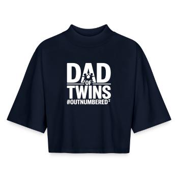 Dad of Twins – Funny Dad Design Twins - Boxy Women's Recycled 1/2 Sleeved T-Shirt by Stanley/Stella - navy - Front - AI Model Female 172 light (172cm)