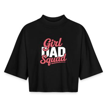 Girl Dad Squad – Vater Tochter Shirt Crew Look - Boxy Frauen Recyceltes 1/2 Sleeved T-Shirt by Stanley/Stella - Schwarz - Vorne - AI Model Female 172 light (172cm)
