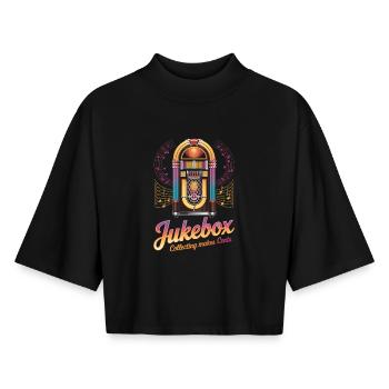 Collectionneurs de juke-box La collection de juke-box rapporte des centimes - T-shirt femme coupe boxy recyclé manches mi-longues Stanley/Stella - noir - Devant - AI Model Female 172 light (172cm)