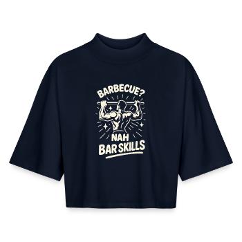 Barbecue no Bar Compétences Gymnastique suédoise Gym Entraînement - T-shirt femme coupe boxy recyclé manches mi-longues Stanley/Stella - marine - Devant - AI Model Female 172 light (172cm)
