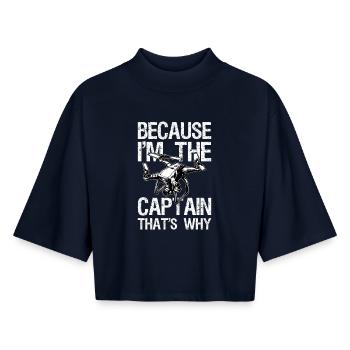 Als Kapitän müssen Sie Ihre Entscheidungen nicht erklären - Boxy Frauen Recyceltes 1/2 Sleeved T-Shirt by Stanley/Stella - Navy - Vorne - AI Model Female 172 light (172cm)