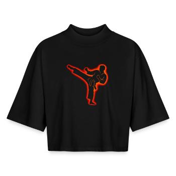 Karate, Karate Fighter, Martial Arts, Taekwondo - Boxy Women's Recycled 1/2 Sleeved T-Shirt by Stanley/Stella - black - Front - AI Model Female 172 light (172cm)