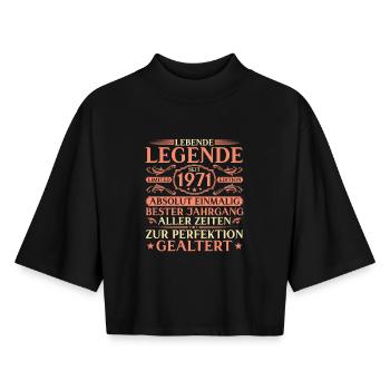 55th birthday Absolutely unique since 1971 - Boxy Women's Recycled 1/2 Sleeved T-Shirt by Stanley/Stella - black - Front - AI Model Female 172 light (172cm)