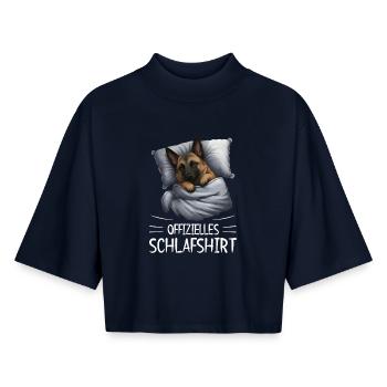 Offizielles Schlafshirt Belgischer Schäferhund - Boxy Frauen Recyceltes 1/2 Sleeved T-Shirt by Stanley/Stella - Navy - Vorne - AI Model Female 172 light (172cm)