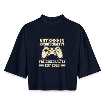 Bald Papa VATERSEIN FREIGESCHALTET EST 2026 LUSTIG - Boxy Frauen Recyceltes 1/2 Sleeved T-Shirt by Stanley/Stella - Navy - Vorne - AI Model Female 172 light (172cm)