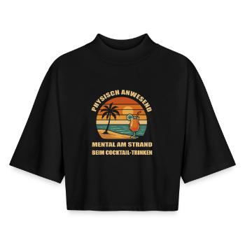 Ready for a holiday - Boxy Women's Recycled 1/2 Sleeved T-Shirt by Stanley/Stella - black - Front - AI Model Female 172 light (172cm)