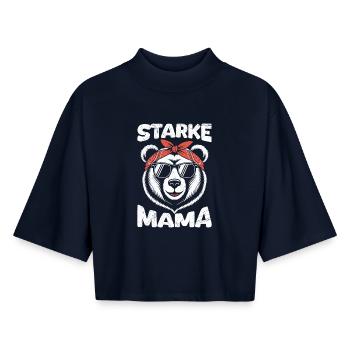 Expectant mother BEARS STRONG MAMA Funny - Boxy Women's Recycled 1/2 Sleeved T-Shirt by Stanley/Stella - navy - Front - AI Model Female 172 light (172cm)