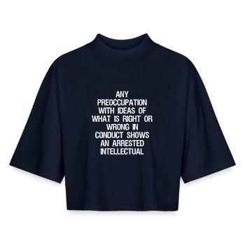 any preoccupation with ideas of what is right - Boxy Women's Recycled 1/2 Sleeved T-Shirt by Stanley/Stella - navy - Front - AI Model Female 172 light (172cm)