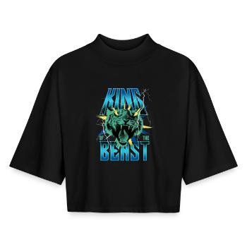 King of Beasts Blitz - Boxy Women's Recycled 1/2 Sleeved T-Shirt by Stanley/Stella - black - Front - AI Model Female 172 light (172cm)