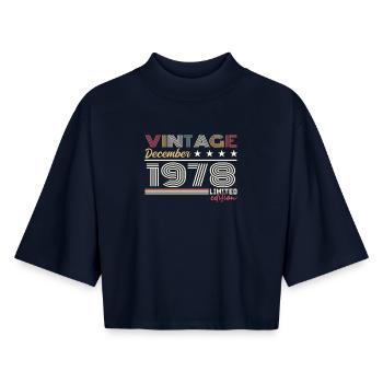 December 1978 Gift - Boxy Women's Recycled 1/2 Sleeved T-Shirt by Stanley/Stella - navy - Front - AI Model Female 172 light (172cm)