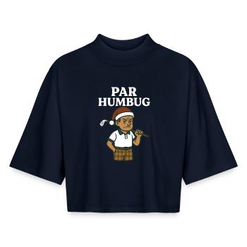 Par Humbug Funny Golf Santa Claus Xmas - Boxy Women's Recycled 1/2 Sleeved T-Shirt by Stanley/Stella - navy - Front - AI Model Female 172 light (172cm)
