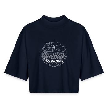 Pays des Abers Schönster Ort der Welt Finistère - Boxy Frauen Recyceltes 1/2 Sleeved T-Shirt by Stanley/Stella - Navy - Vorne - AI Model Female 172 light (172cm)