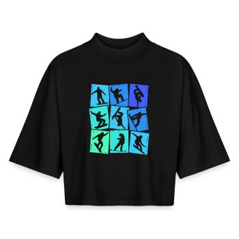 Snowboard Snowboarder Kinder Jungen Männer - Boxy Frauen Recyceltes 1/2 Sleeved T-Shirt by Stanley/Stella - Schwarz - Vorne - AI Model Female 172 light (172cm)