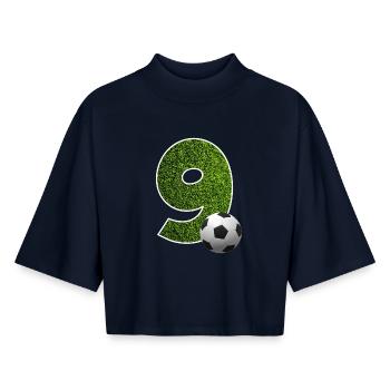 NO. 9 NUMBER 9 FOOTBALL 9TH BIRTHDAY - Boxy Women's Recycled 1/2 Sleeved T-Shirt by Stanley/Stella - navy - Front - AI Model Female 172 light (172cm)
