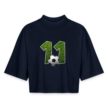 NO. 11 NUMBER 11 FOOTBALL 11TH BIRTHDAY - Boxy Women's Recycled 1/2 Sleeved T-Shirt by Stanley/Stella - navy - Front - AI Model Female 172 light (172cm)