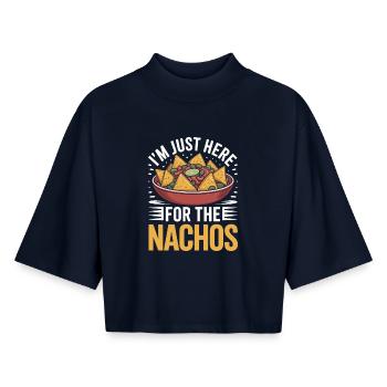 Tortilla Taco Nachos mexicains - T-shirt femme coupe boxy recyclé manches mi-longues Stanley/Stella - marine - Devant - AI Model Female 172 light (172cm)