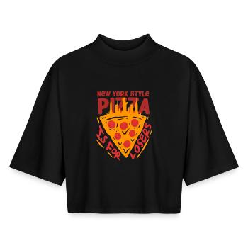 Deep Dish Pizza Chicargo - Boxy Frauen Recyceltes 1/2 Sleeved T-Shirt by Stanley/Stella - Schwarz - Vorne - AI Model Female 172 light (172cm)