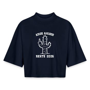 Adios Amigos Pension 2026 - Retraite - Pension - T-shirt femme coupe boxy recyclé manches mi-longues Stanley/Stella - marine - Devant - AI Model Female 172 light (172cm)