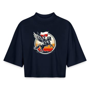 Winged Hussar Sunset Polish Warrior - Boxy Women's Recycled 1/2 Sleeved T-Shirt by Stanley/Stella - navy - Front - AI Model Female 172 light (172cm)