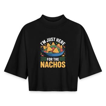 Tortilla Taco Nachos mexicains - T-shirt femme coupe boxy recyclé manches mi-longues Stanley/Stella - noir - Devant - AI Model Female 172 light (172cm)