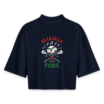 Fa La La La Fore Golf Weihnachtsspaß - Boxy Frauen Recyceltes 1/2 Sleeved T-Shirt by Stanley/Stella - Navy - Vorne - AI Model Female 172 light (172cm)
