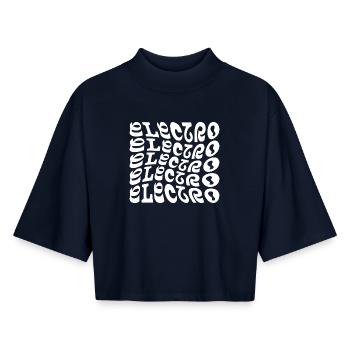 Elektro-Musik-Logo-Design - Boxy Frauen Recyceltes 1/2 Sleeved T-Shirt by Stanley/Stella - Navy - Vorne - AI Model Female 172 light (172cm)