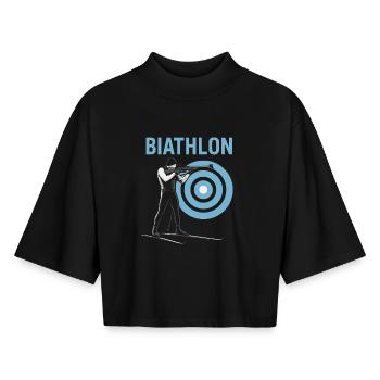 Biathlon Athlete Sport Sport Winter Sports - Boxy Women's Recycled 1/2 Sleeved T-Shirt by Stanley/Stella - black - Front - AI Model Female 172 light (172cm)