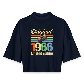 60th Birthday 1966 Vintage - Boxy Women's Recycled 1/2 Sleeved T-Shirt by Stanley/Stella - navy - Front - AI Model Female 172 light (172cm)