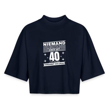 Niemand ist perfekt – aber mit 40 fast! - Boxy Frauen Recyceltes 1/2 Sleeved T-Shirt by Stanley/Stella - Navy - Vorne - AI Model Female 172 light (172cm)