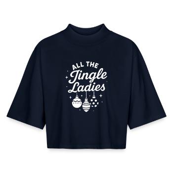 Alle Jingle Ladies Funny Xmas Holiday - Boxy Frauen Recyceltes 1/2 Sleeved T-Shirt by Stanley/Stella - Navy - Vorne - AI Model Female 172 light (172cm)