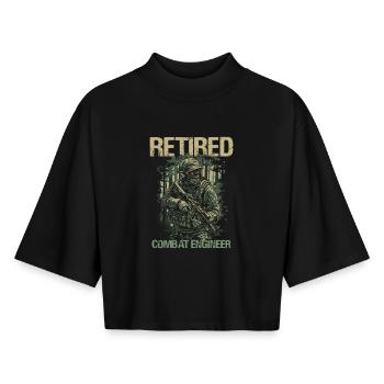 Calm Combat Engineer Illustration - Boxy Women's Recycled 1/2 Sleeved T-Shirt by Stanley/Stella - black - Front - AI Model Female 172 light (172cm)